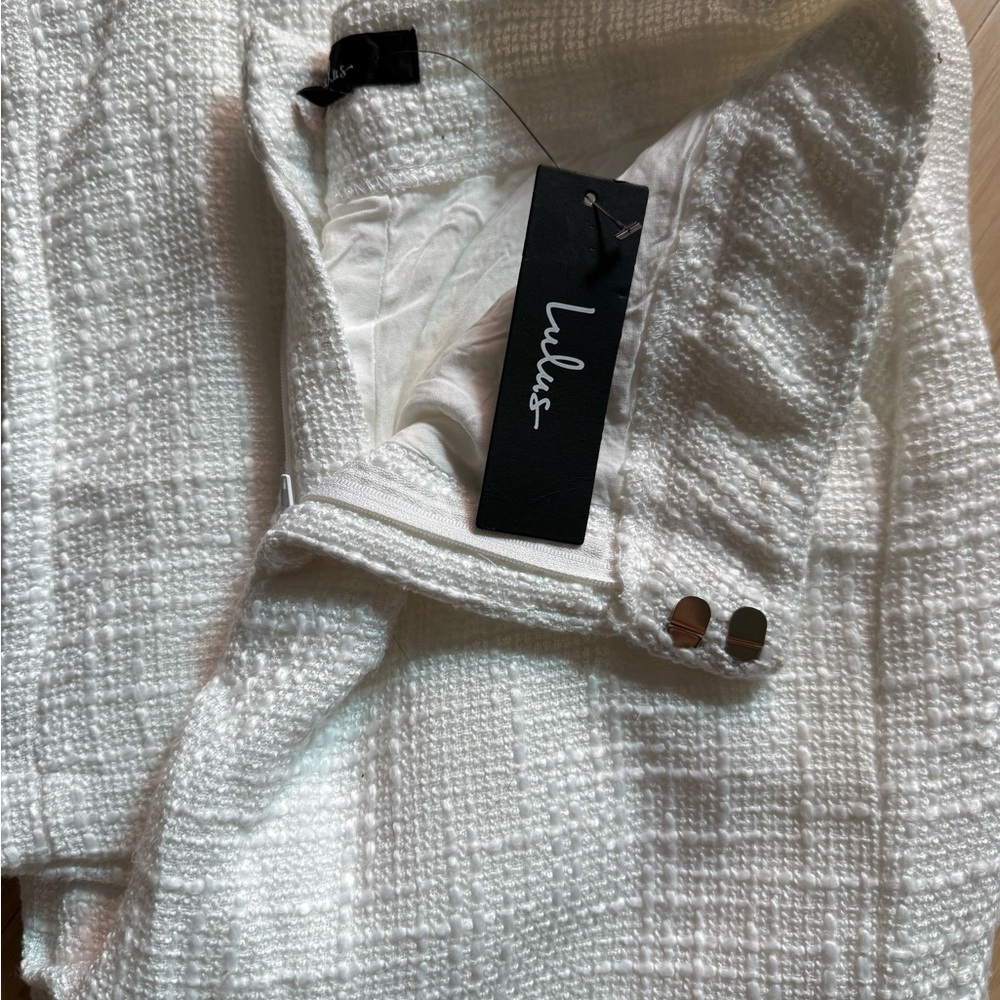 Lulu's Ivory Tweed Wide Leg Pants - Picture 3 of 6